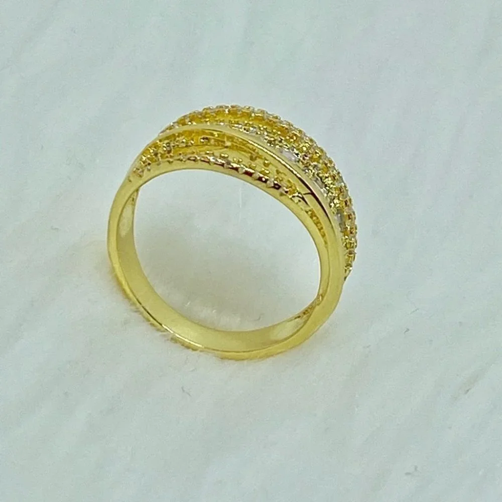 Gold White Sapphire Baguette Ring